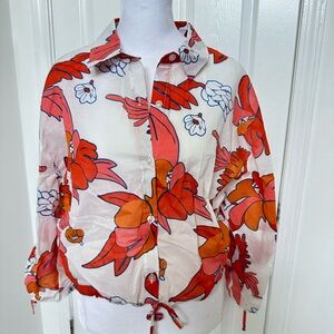 100% Cotton - Bright Floral Print - Marc New York Button up blouse - sz M
